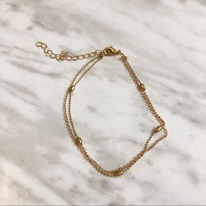 🎉 New Double Layer Beaded Gold Plated Adjustable Ankle Bracelet